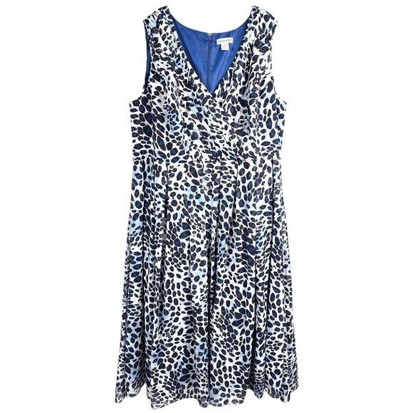 Jessica London Plus Size 24 Dress Maxi Floor Length Blue Leopard Print Lined 561 - Picture 1 of 10